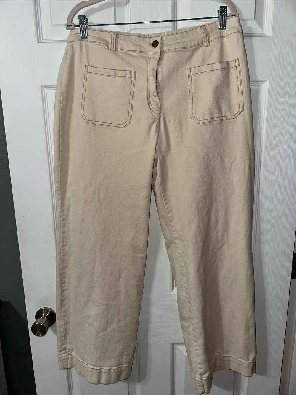 Skies Are Blue Soft Cream High-Rise Trousers